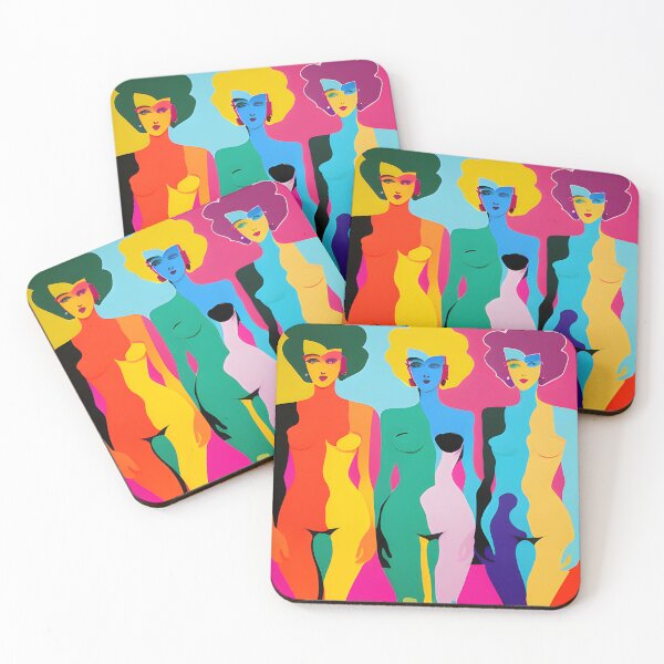 Item preview, Three vibrant pop art style full figure abstract females  designed and sold by mahercara.