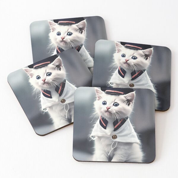 Item preview, Little Kitty in Navy Service Dress White Uniform designed and sold by BDMeow.