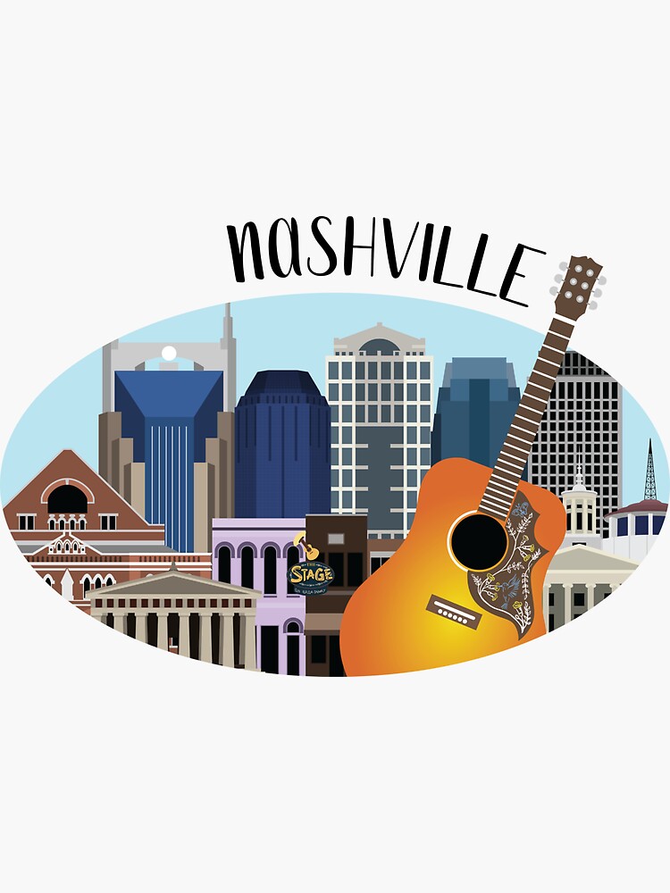 "Nashville Skyline Illustration" Sticker for Sale by erguller Redbubble