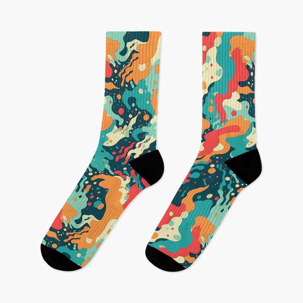 Item preview, Ocean Was Life 3, colorful abstract waves and swirls, splatter oil spill, slowly flowing, blue, orange, red, white, ocean and nature. designed and sold by FoxRobinRabbit.