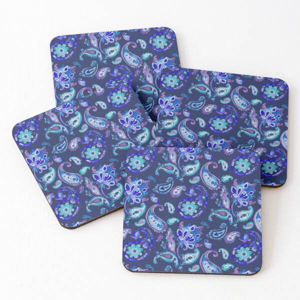 Item preview, Paisley watercolor handmade blue designed and sold by Alessandro Remo Mazzoni Remotextiles.