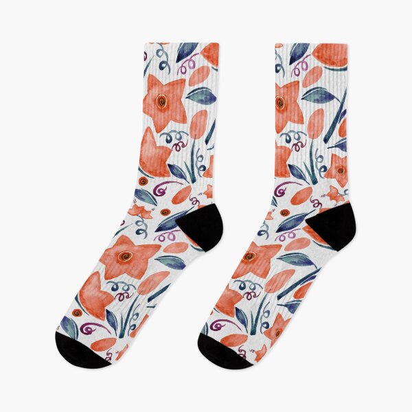Item preview, Modern Watercolor Flowers | Hot Orange & Blue Design designed and sold by DigThatPrint.