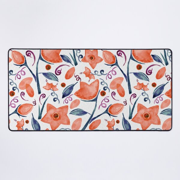 Item preview, Flores de acuarela modernas | Diseño naranja y azul caliente. designed and sold by DigThatPrint.