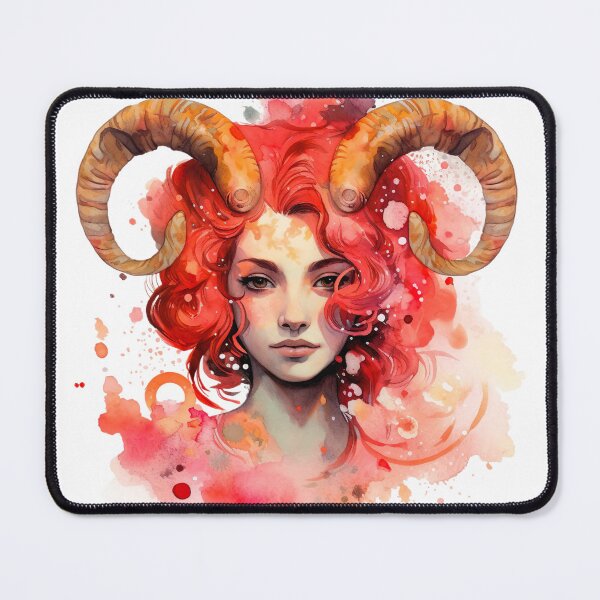 Item preview, Aries zodiac sign - whimsical watercolor portray designed and sold by miss-keysmash.