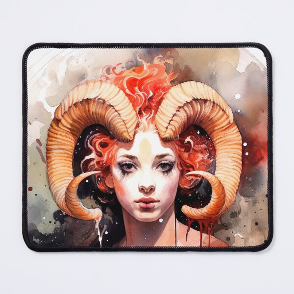 Item preview, Aries zodiac sign - whimsical watercolor portray designed and sold by miss-keysmash.