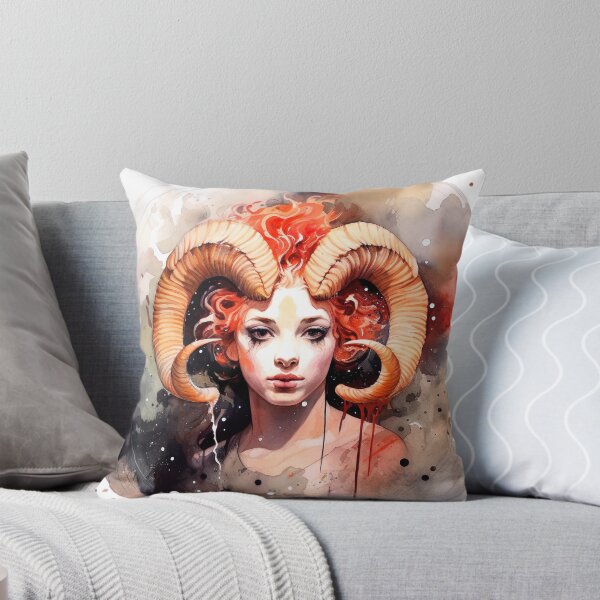 Item preview, Aries zodiac sign - whimsical watercolor portray designed and sold by miss-keysmash.