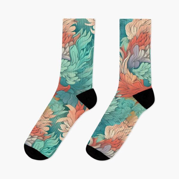 Item preview, Ocean Was Life 5, colorful pastel waves like feathers, flowing, ruffled, overlapping, under the sea, teal, orange, white, ocean and nature. designed and sold by FoxRobinRabbit.