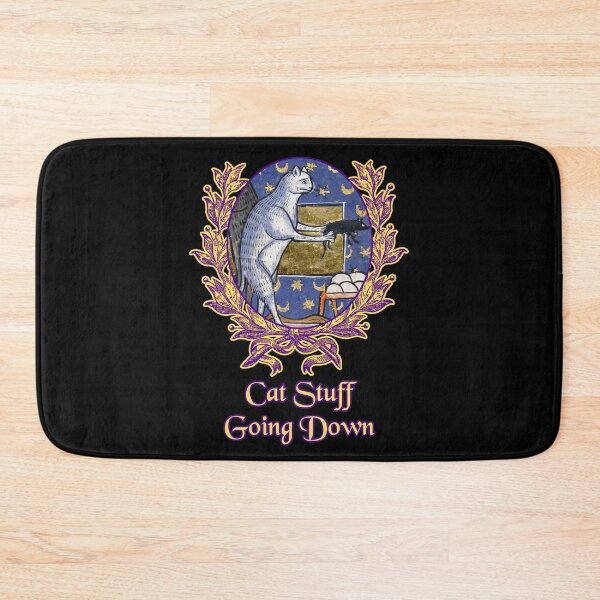 Item preview, 'Cat Stuff Going Down' Goofy Cat Offering Mouse - Medieval Designs Collection designed and sold by Ridiculam Toga.