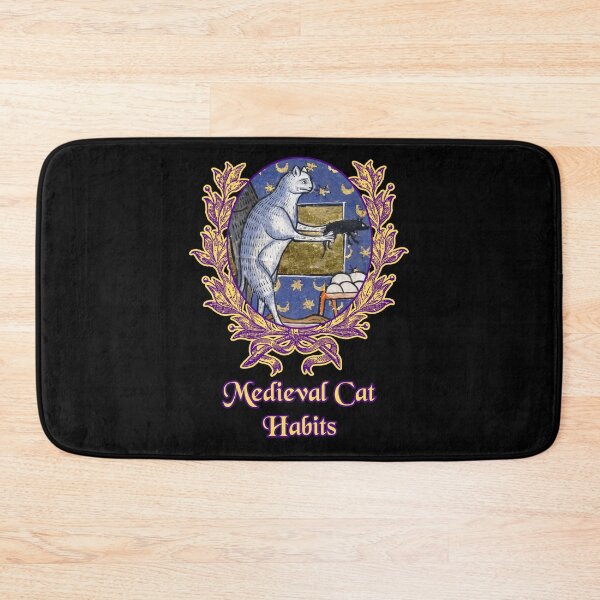 Item preview, 'Medieval Cat Habits' Goofy Cat Offering Mouse - Medieval Designs Collection designed and sold by Ridiculam Toga.