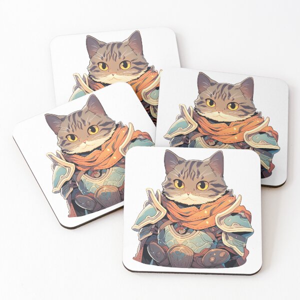 Item preview, Cute Kawaii Cat in Armor Art Style designed and sold by CozyKawaiiArt.