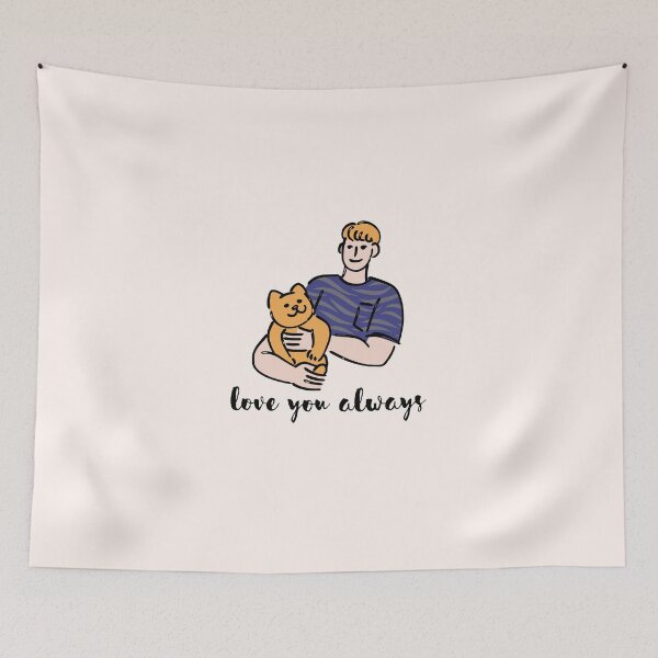 Item preview, Boy and Small Dog pet love you always passed away bereavement grieving quote miss you hug designed and sold by emcazalet.