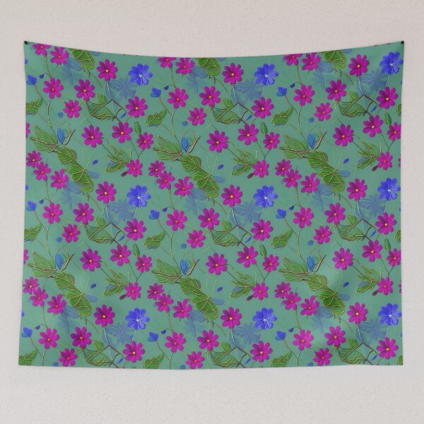 Item preview, Seamless Floral Design Pattern with Pink and Blue flowers designed and sold by kiyaansh16.