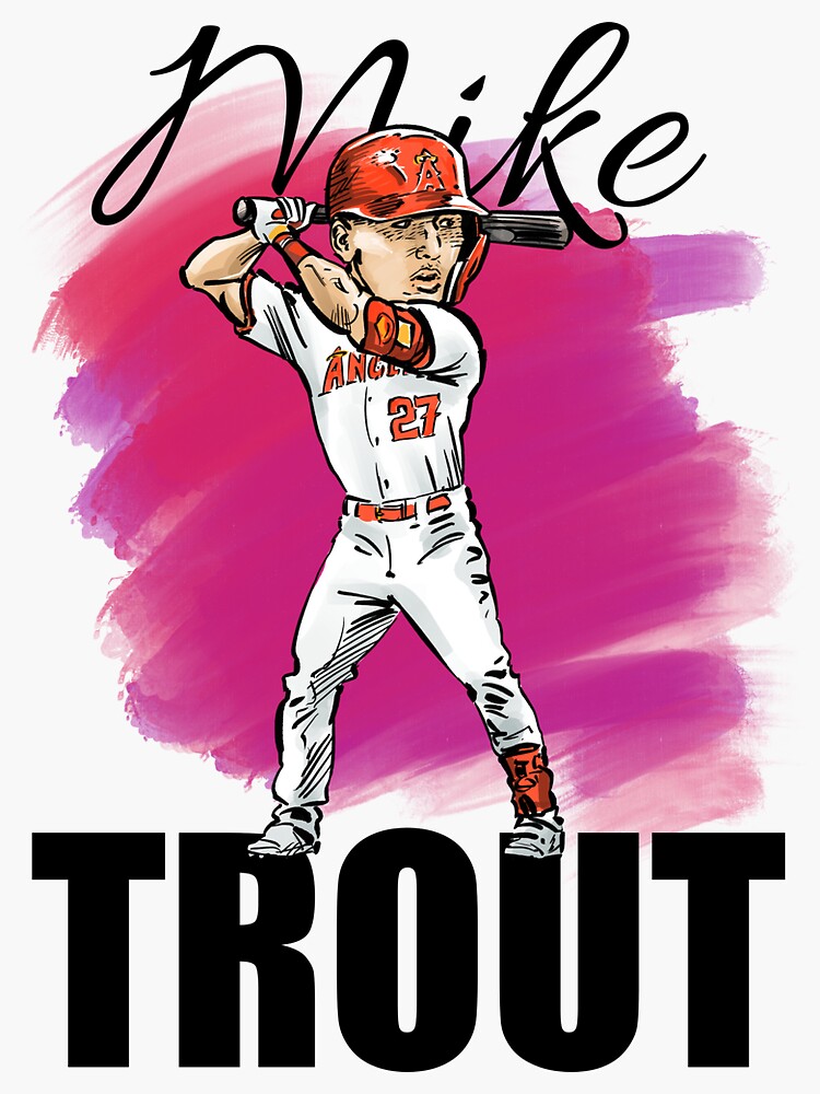 Mike Trout Cartoon Baseball Player MLB (black text) Sticker for Sale by  MasterpieceArt
