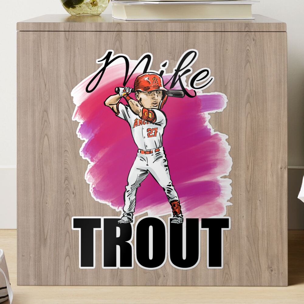 Mike Trout Cartoon Baseball Player MLB (black text) Sticker for Sale by  MasterpieceArt