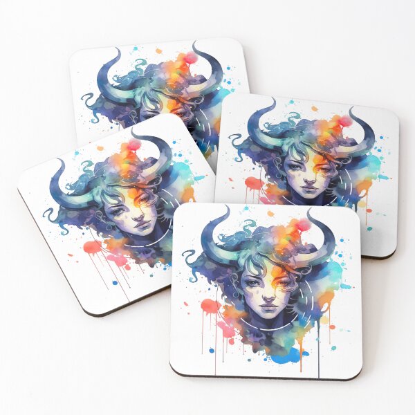 Item preview, Taurus zodiac sign - whimsical watercolor portray designed and sold by miss-keysmash.