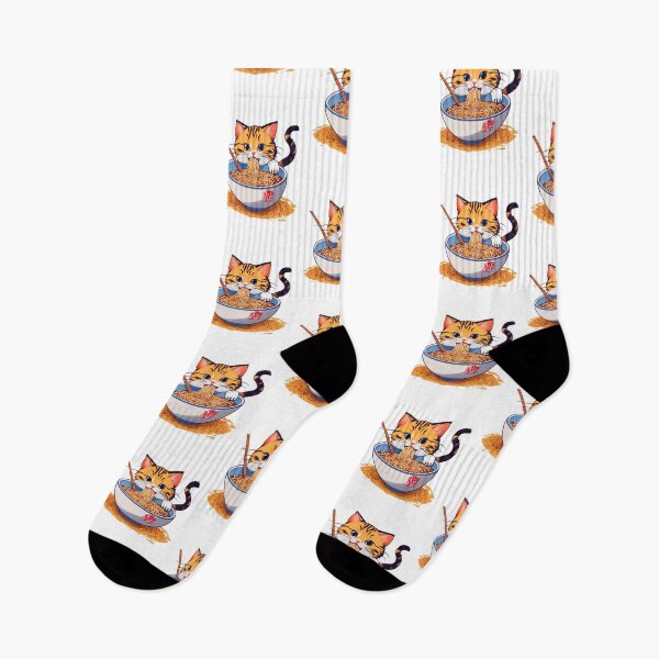 Item preview, Cute ginger cat eating ramen spaghetti noodles designed and sold by w1ckerman.