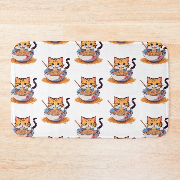 Item preview, Cute ginger cat eating ramen spaghetti noodles designed and sold by w1ckerman.
