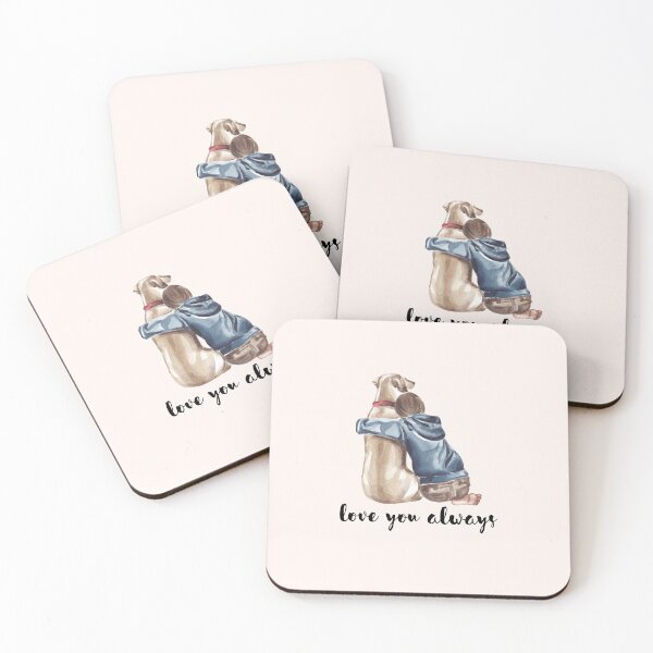 Item preview, Boy hugging Dog pet love you always passed away death bereavement grieving quote miss you backs designed and sold by emcazalet.
