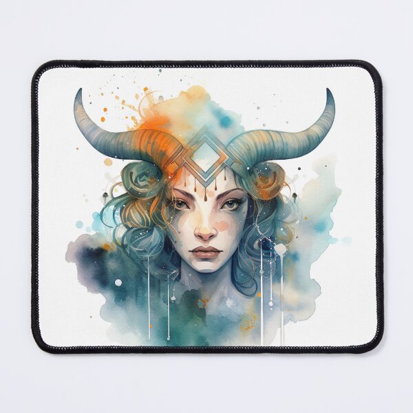 Item preview, Taurus zodiac sign - whimsical watercolor portray designed and sold by miss-keysmash.