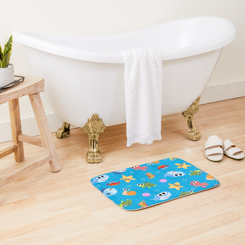 Vista previa del artículo con la obra «Alfombra de baño», diseñado y vendido por SuperSimpleSong.