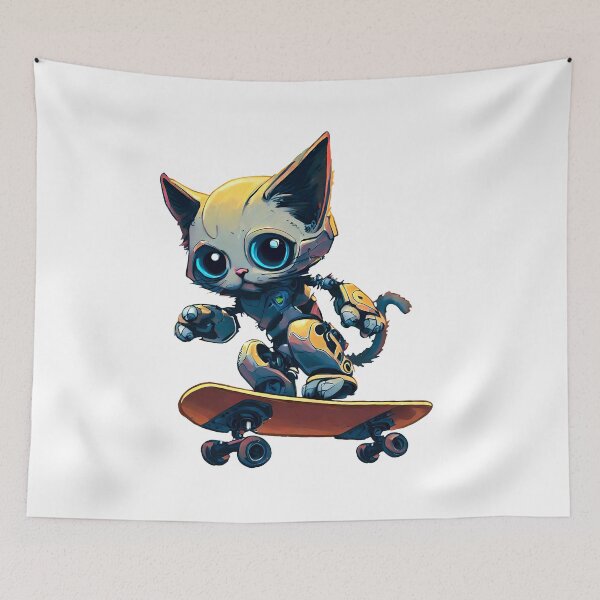 Item preview, Robo-Cat Skateboarder! designed and sold by kukamatsu.