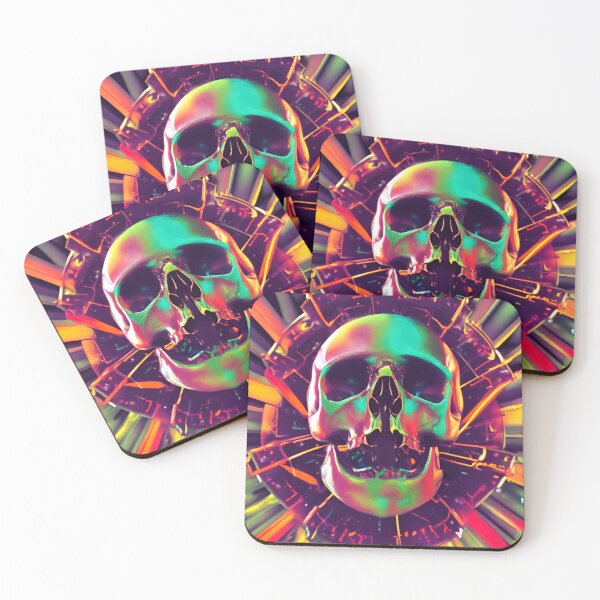 Item preview, Shiny Bright Neon Skull designed and sold by skulldecat.