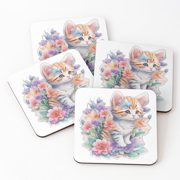 Item preview, Little kitten in flowers garden designed and sold by FFixation.