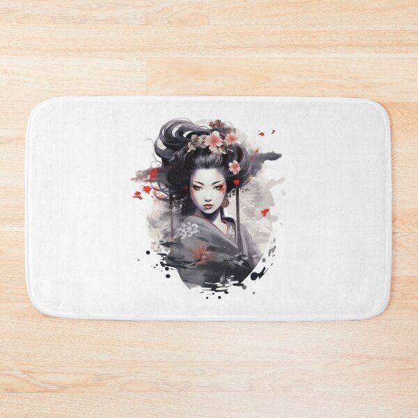 Item preview, geisha woman with flowers designed and sold by ArtyStocks.