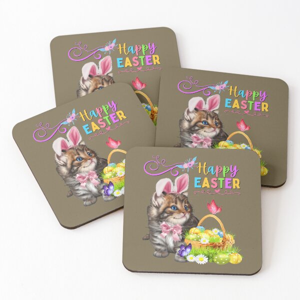 Item preview, Cute Kitten Happy Easter Cat Bunny And Eggs Kids 	 		 designed and sold by mxfkudremp26.