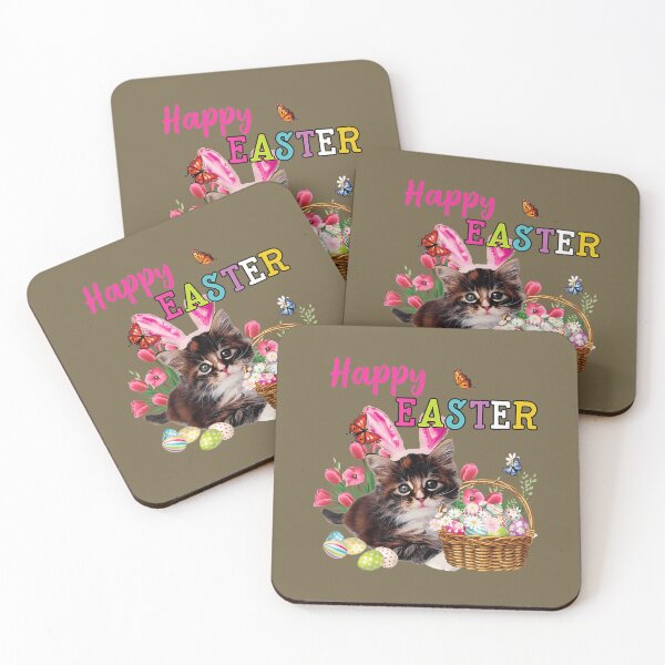 Item preview, Cute Kitten Happy Easter Cat Bunny And Eggs 		 designed and sold by mxfkudremp26.