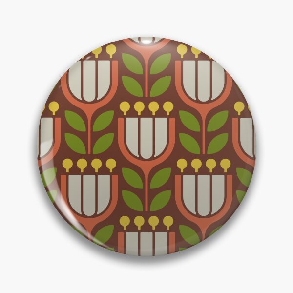 Item preview, KF 0036 H - Retro Vintage Flowers Minimalist 70s Modern Geometric Floral Pattern designed and sold by KhakiFinch.