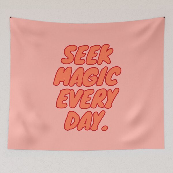 Aperçu de l'œuvre Motivationnel, Inspirant, Affirmation quotidienne, Positif, Recherche de magie, Magie, Orange créée et vendue par Magic Love Art Print.