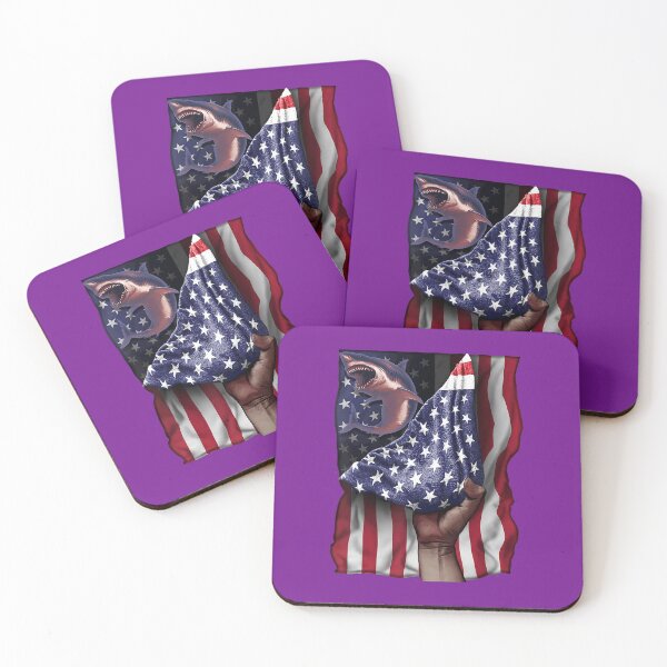 Item preview, Day Of Independence US Flag Great White Shark 		 designed and sold by gttsejntbwl42.