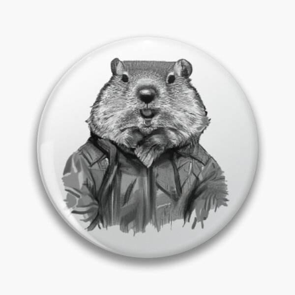 Item preview, Black and white drawn marmot dressed in a coat designed and sold by GroundhogMs.
