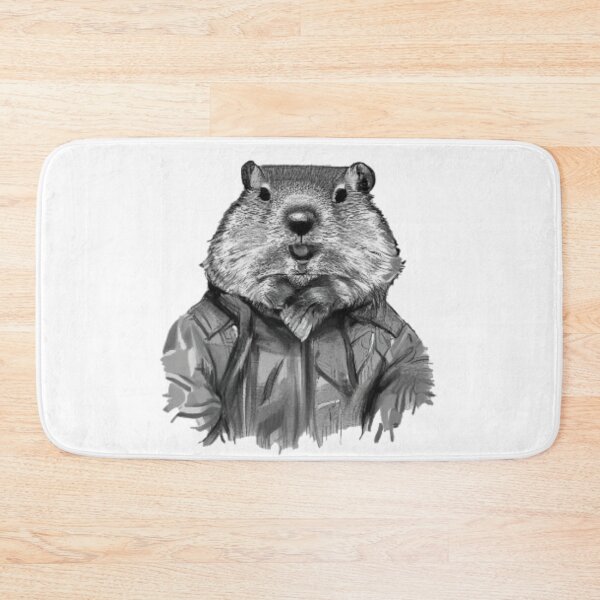 Item preview, Black and white drawn marmot dressed in a coat designed and sold by GroundhogMs.