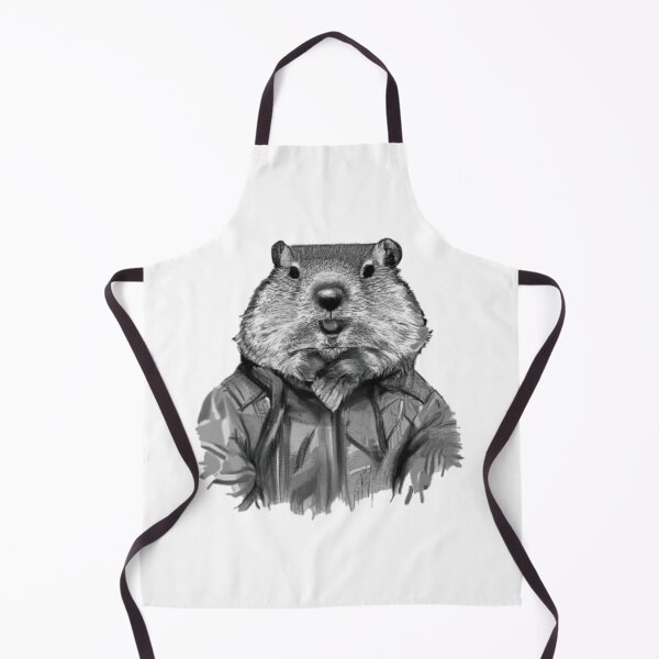 Item preview, Black and white drawn marmot dressed in a coat designed and sold by GroundhogMs.