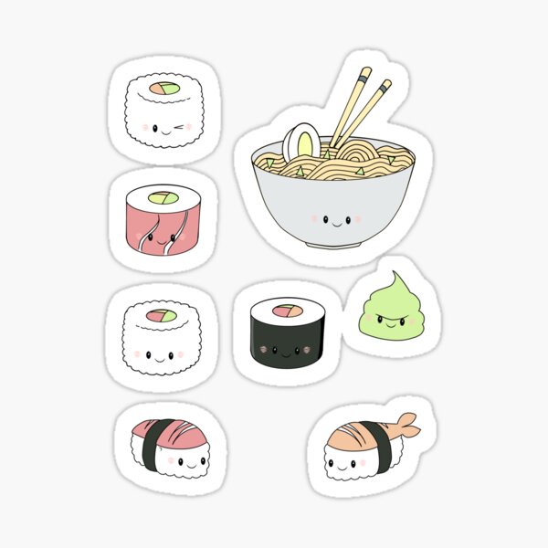 Kawaii Sushi Sticker Pack Sticker for Sale by ProjectX23