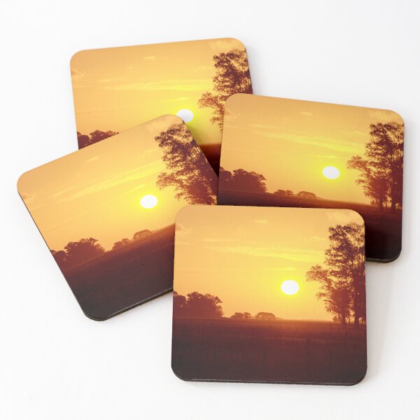 Item preview, Field at golden hour sunset, fat old sun, orange landscape fine art photography designed and sold by nachodramis.