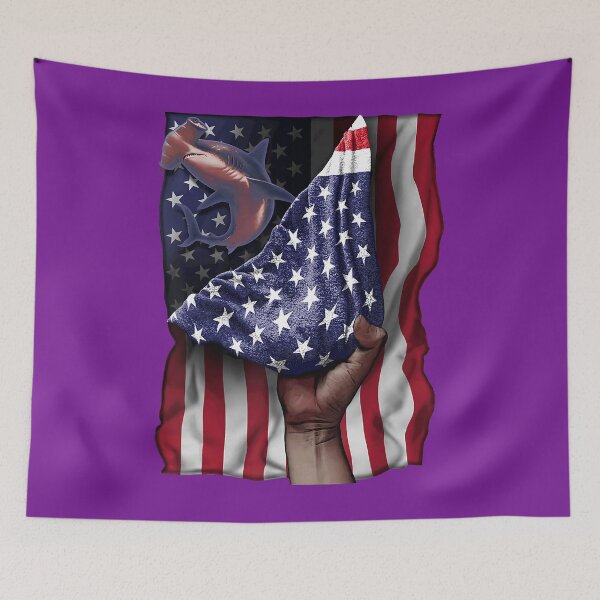 Item preview, Day Of Independence US Flag Hammerhead Shark 		 designed and sold by gttsejntbwl42.
