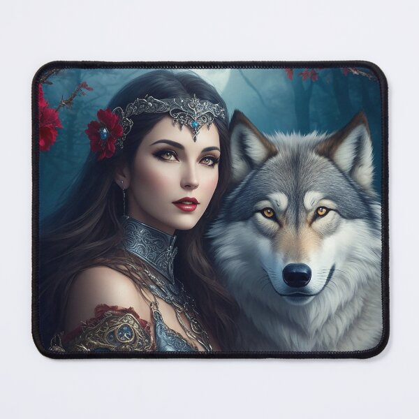 Item preview, Mysterious Woman and Wolf designed and sold by Erika Kaisersot.