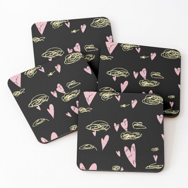 Item preview, Scribble pink heart hand written black pattern designed and sold by Yana Mustafina | Boho Soulful Designs.