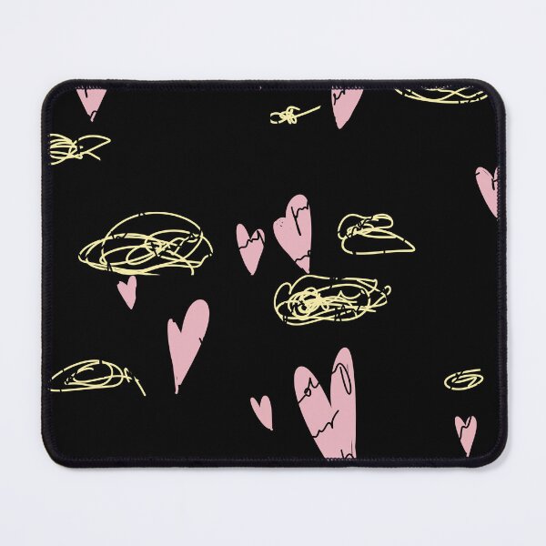 Item preview, Scribble pink heart hand written black pattern designed and sold by Yana Mustafina | Boho Soulful Designs.
