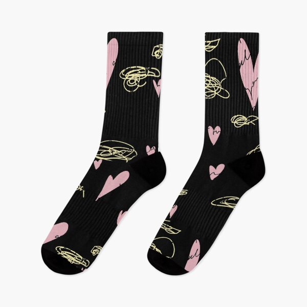 Item preview, Scribble pink heart hand written black pattern designed and sold by Yana Mustafina | Boho Soulful Designs.
