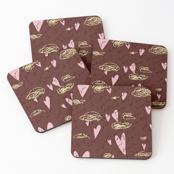 Item preview, Scribble pink heart hand written brown pattern designed and sold by Yana Mustafina | Boho Soulful Designs.