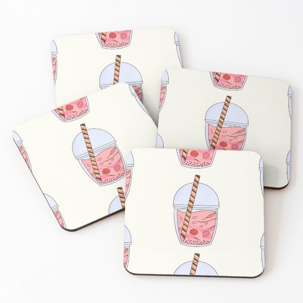 Item preview, Kawaii strawberry, chocolate and raspberry bobba tea sticker designed and sold by DozyJov.