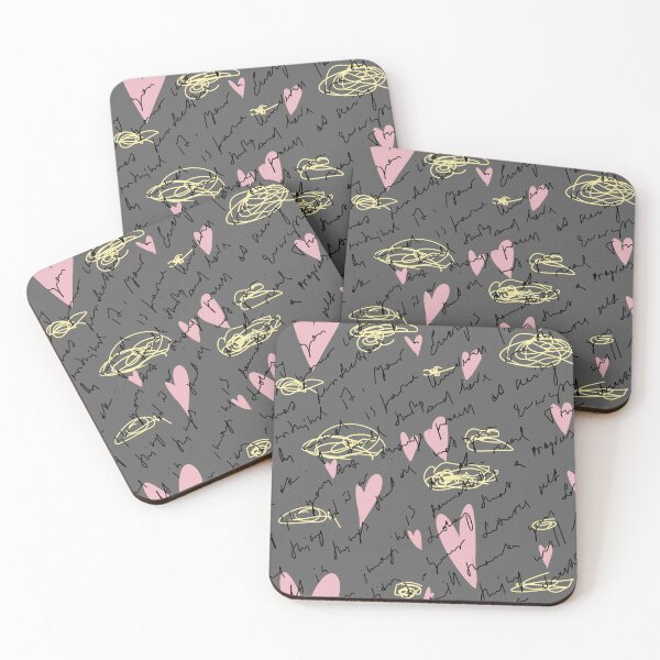 Item preview, Scribble pink heart hand written grey pattern designed and sold by Yana Mustafina | Boho Soulful Designs.