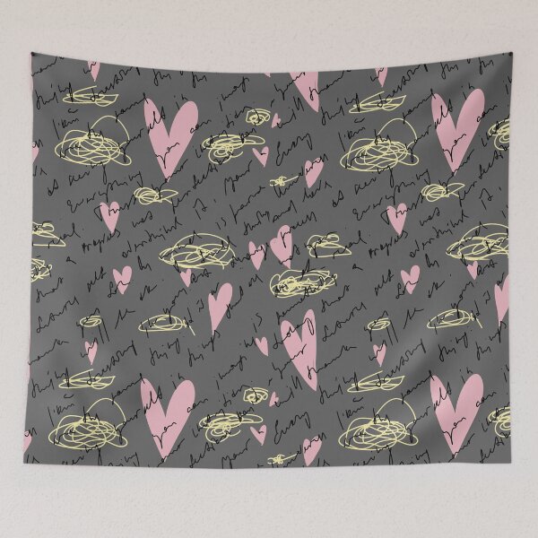 Item preview, Scribble pink heart hand written grey pattern designed and sold by Yana Mustafina | Boho Soulful Designs.