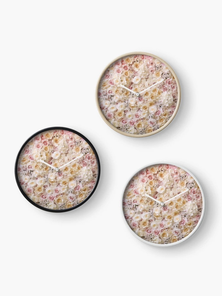 Thumbnail 3 of 4, Clock, Pink Roses Floral designed and sold by CoputerEasel.