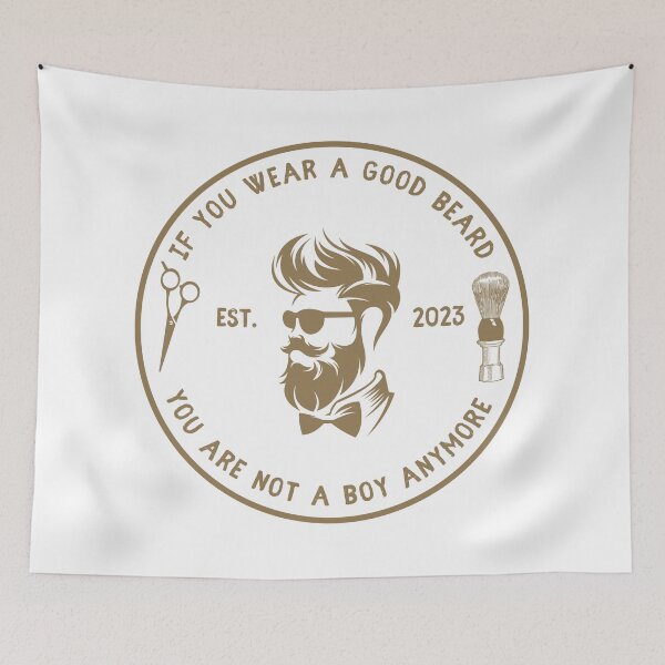 Item preview, Vintage Barber Beard Joke Funny Quote - If you wear a good beard you are not a boy anymore designed and sold by Vintage-TM.