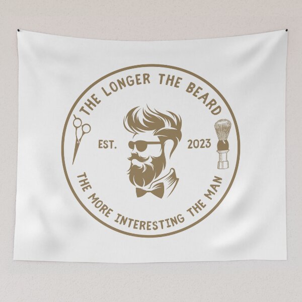 Item preview, Vintage Barber Beard Joke Funny Quote - The longer the beard the more interesting the man designed and sold by Vintage-TM.